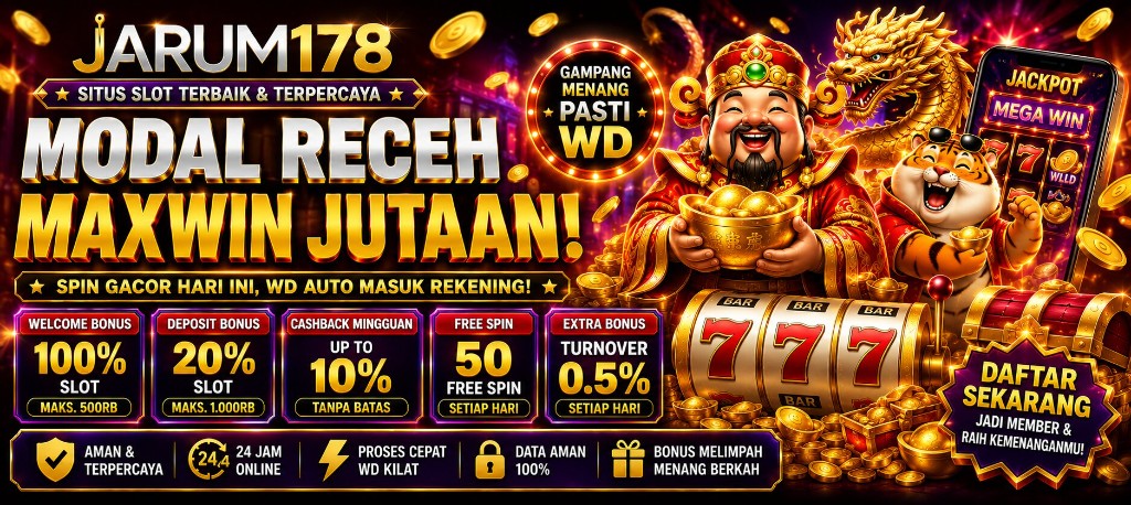 Banner JAGOLEDAK modal receh cuan jutaan — bonus slot jackpot ledak 100%, cashback jago ledak, free spin tier ledak